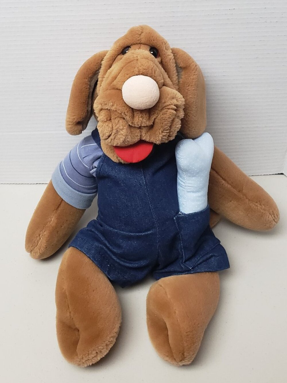 Wrinkles The Dog Hand Puppet With Bone